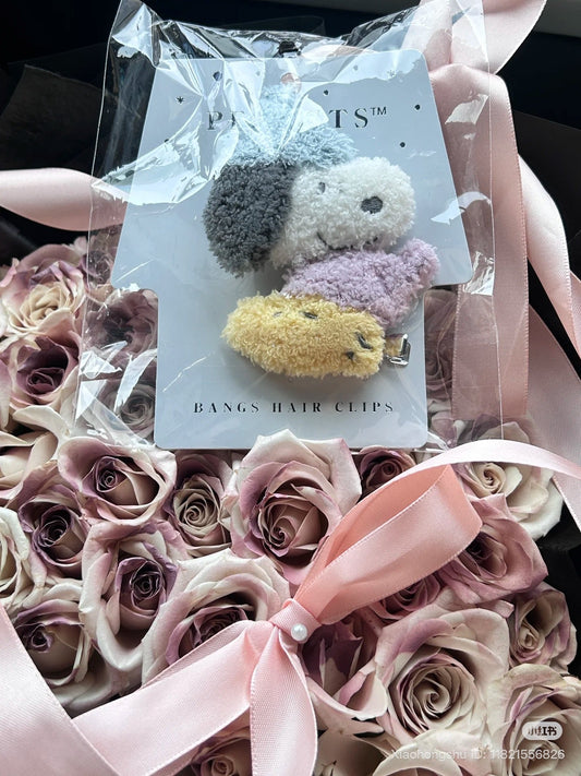 PEANUTS | Snoopy & Woodstock Fluffy Hair Clip Set (Exhibition Limited)