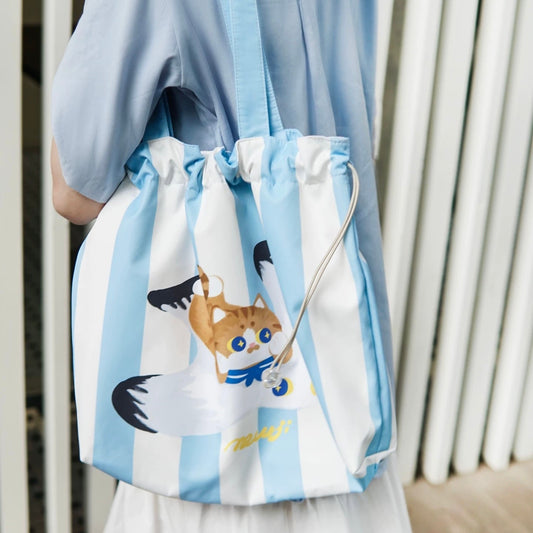 MEWJI♡ Tote Bag Eco Bag 380x450mm (White & Blue)