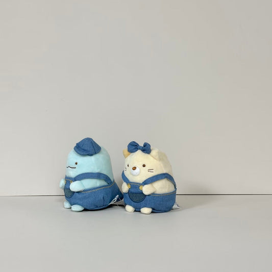 SAN-X | Sumikko Gurashi Neko Mascot Holder Plush Keychain Bag Charm Denim (Kurashiki Limited)