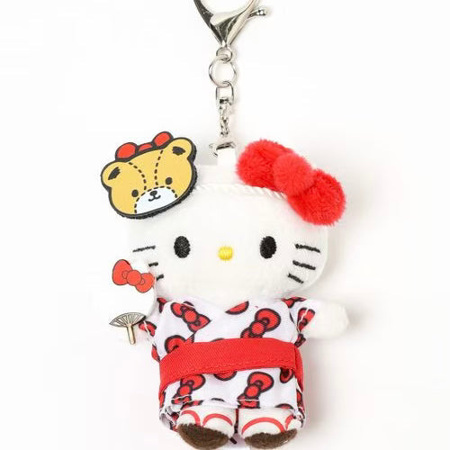 and St Me% x Sanrio Hello Kitty | Mini Mascot Holder Plush Keychain 13cm 5th Ver. (Kimono)
