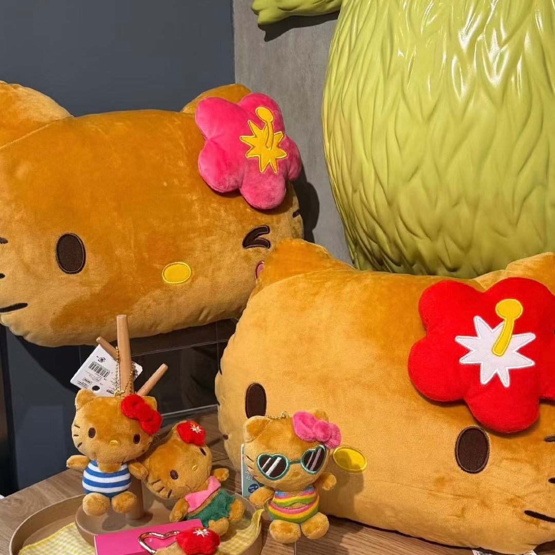 SANRIO | Hello Kitty Red Die cut Cushion Plush 430×330×110mm (Tan Swimsuit Party)