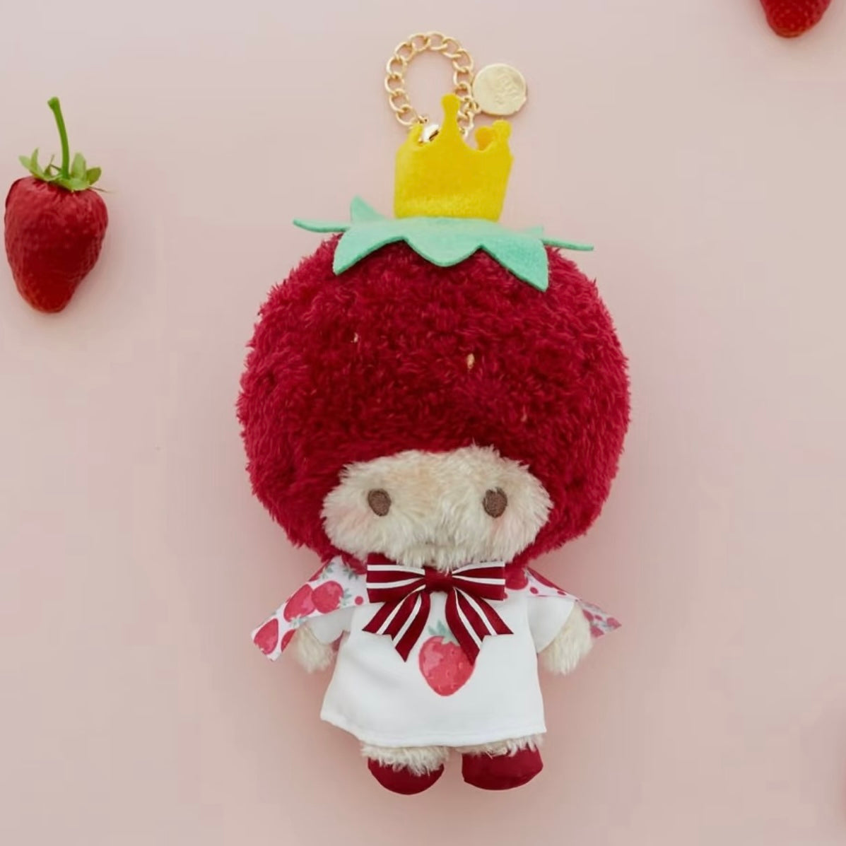 Maison de FLEUR x SANRIO | The Strawberry King Fluffy Keychain Bag Charm Mascot Holder (Strawberry Newspaper Collaboration)