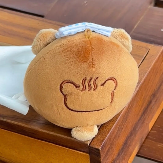 SAN-X | Rilakkuma Tea House Limited Mascot Holder Bag Charm Keychain (Manju Bun Style)