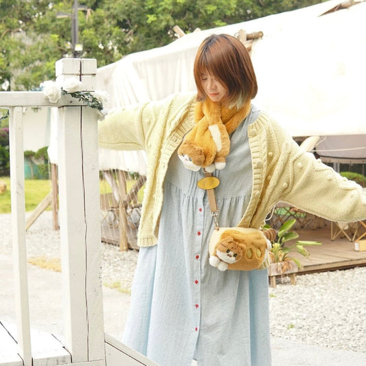 MEWJI♡ Fluffy Mascot Scarf 88 x 16cm (Cat - Bread)