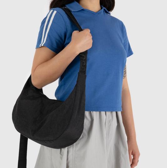Baggu | Medium Nylon Crescent Bag (Black) 新月包 尼龙饺子包 超轻超大容量 肩带可调节