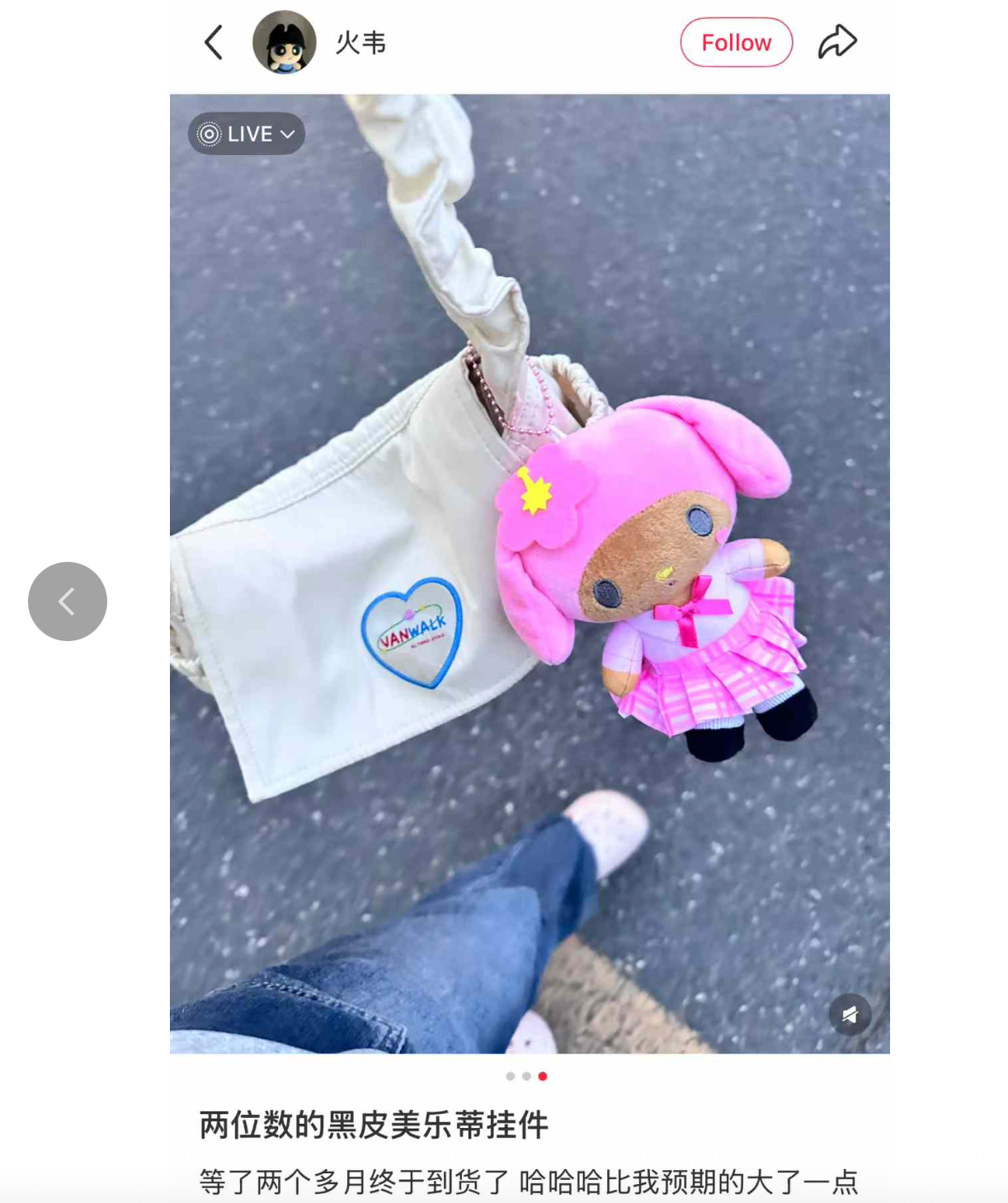 SANRIO | My Melody Mascot Holder Plush Keychain Mini Pouch 1.0 x 11.0 x 16.0cm (Gal Series- Tan)