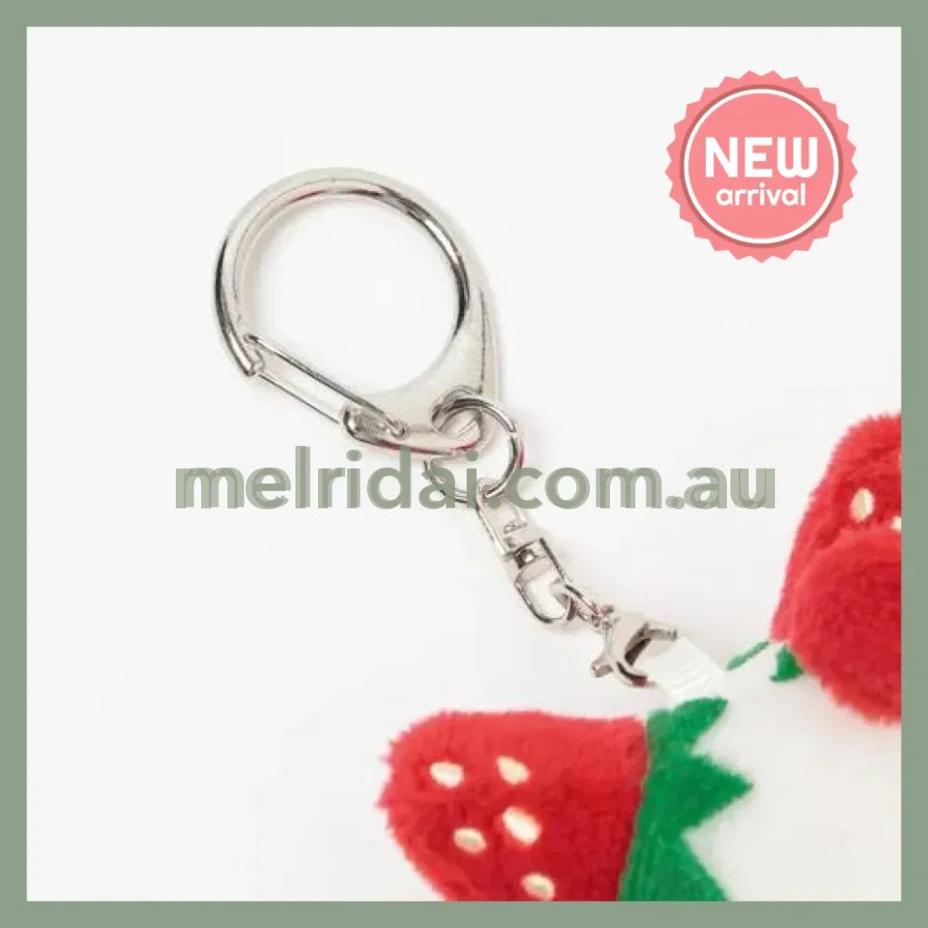 and St Me% x Sanrio | Pom Pom Purin Mini Mascot Holder Plush Keychain 150mm (Strawberry Newspaper)