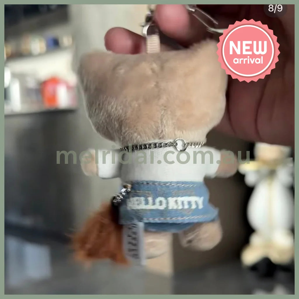 and St Me% x Sanrio Hello Kitty | Tanned Mini Mascot Holder Plush Keychain 13cm 6th Ver. (Gal Blue)