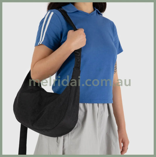 Baggu | Medium Nylon Crescent Bag (Black) 新月包 尼龙饺子包 超轻超大容量 肩带可调节