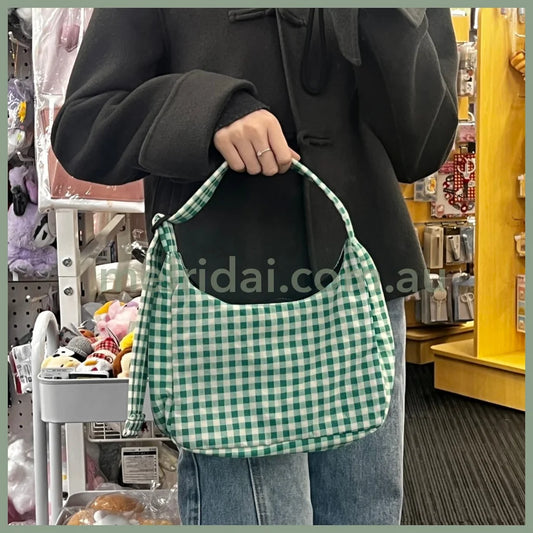 Baggu | Mini Nylon Shoulder Bag (Green Gingham) 超轻防水尼龙包 单肩包 腋下包 肩带可调节