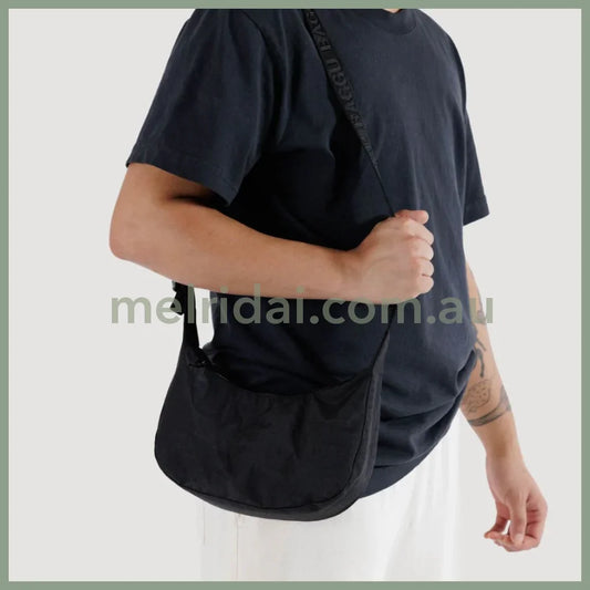Baggu | Small Nylon Crescent Bag (Black Spring) 新月包 尼龙饺子包 超轻防水 肩带可调节