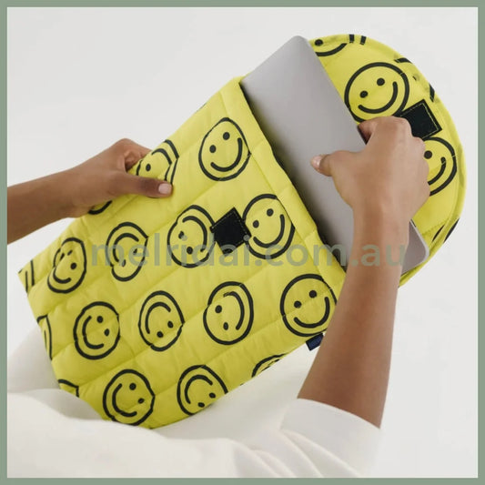 Baggu | Yellow Happy Puffy Laptop Sleeve 16’ 电脑包