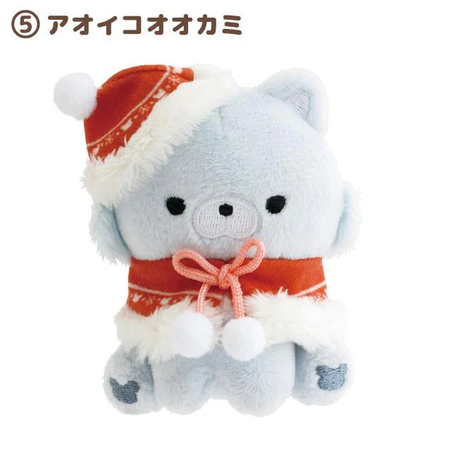 SAN-X | Rilakkuma Hand-held Plush Tenori Plush 85×70×40mm (Honey Forest Christmas 2025) 5.Aoi Ko Okami