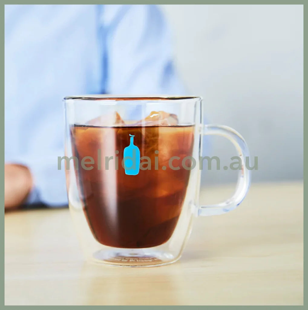 Blue Bottledouble Wall Glass Mug 295Ml