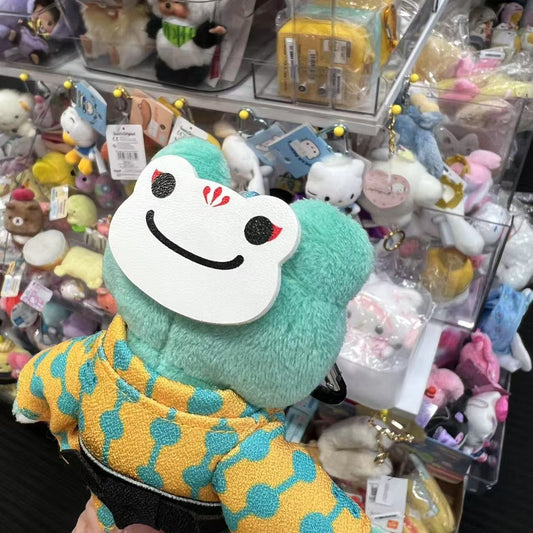 Pickles the Frog | Plush Keychain Bag Charm with Carabiner H14.5×W8×D4cm (Yukata Lucky Day)