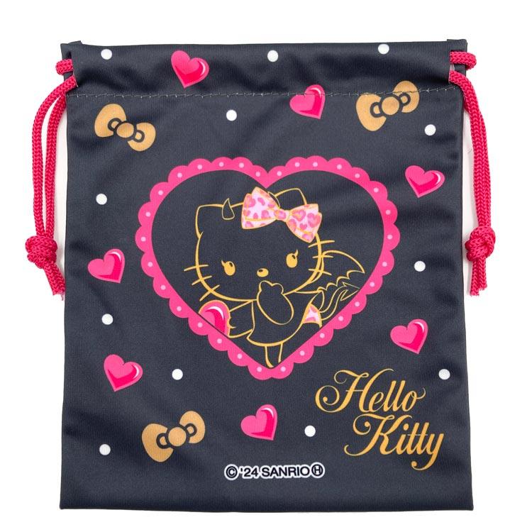 SANRIO | Hello Kitty Little Devil Black Pink Drawstring Bag 200×165×5mm (Gogo Gal Collection)