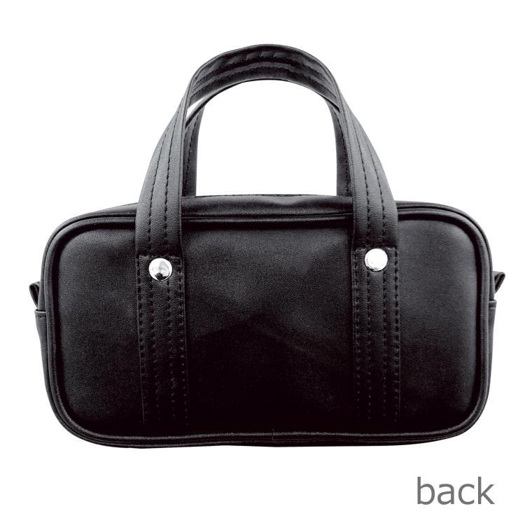 Q-LiA | Boston Bag Pen Case Pen Pouch H100×W195×D55mm (Black)