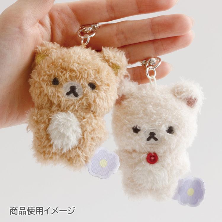 San-X | Korilakkuma Burasage Fluffy Plush Strap Keychain 80×60×30mm (Basic Rilakkuma Flower)