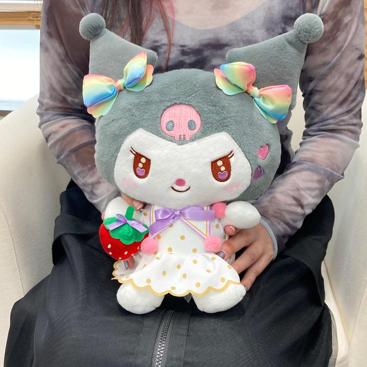SANRIO | Kuromi Plush Toy Plush Doll M H28×W22×D16cm (50th Anniversary Strawberry/Ichigo Newspaper)