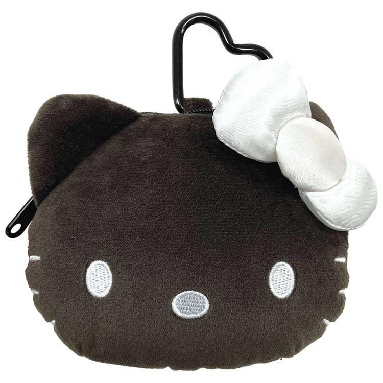 SANRIO | Hello Kitty Mini Plush Pouch with Carabiner Keychain H100×W115×D50mm (Black)