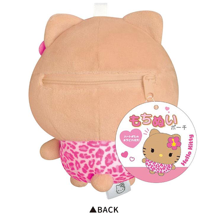 SANRIO | Hello Kitty Tanned Kitty Soft Mascot Pouch Bag Charm with Carabiner H140×W120×D90mm (Pink Leopard)