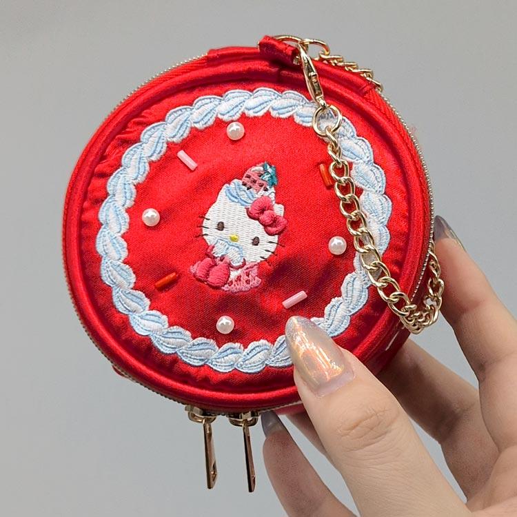 SANRIO | Hello Kitty Heart-Shaped Mini Pouch 100×100×50mm (Y2K Whipped Cream Deco)