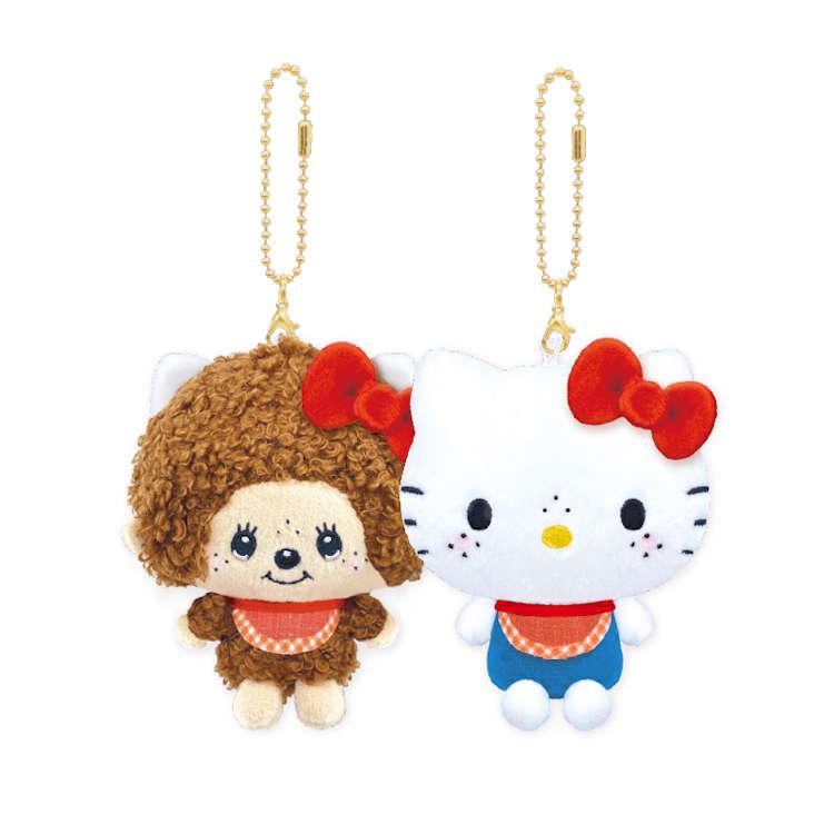 Monchhichi × Sanrio | Magnetic Mascot Keychain Bag Charm 80×150×60mm (Hello Kitty & Monchhichi-kun)
