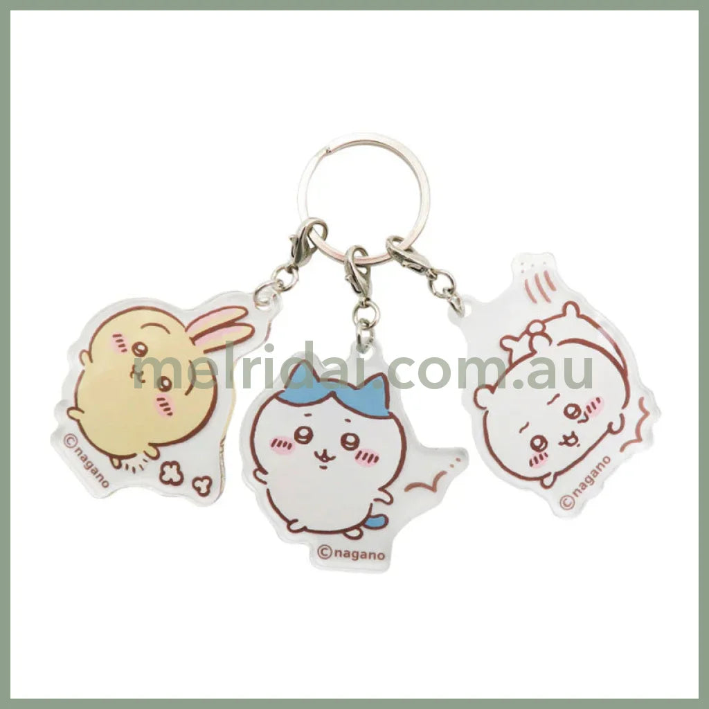 Chiikawa | Acrylic Keychain H55×W55Mm (Usagi&Hachiware &Chiikawa) 吉伊卡哇 亚克力钥匙链 三联(乌萨奇&小八&吉伊小白)