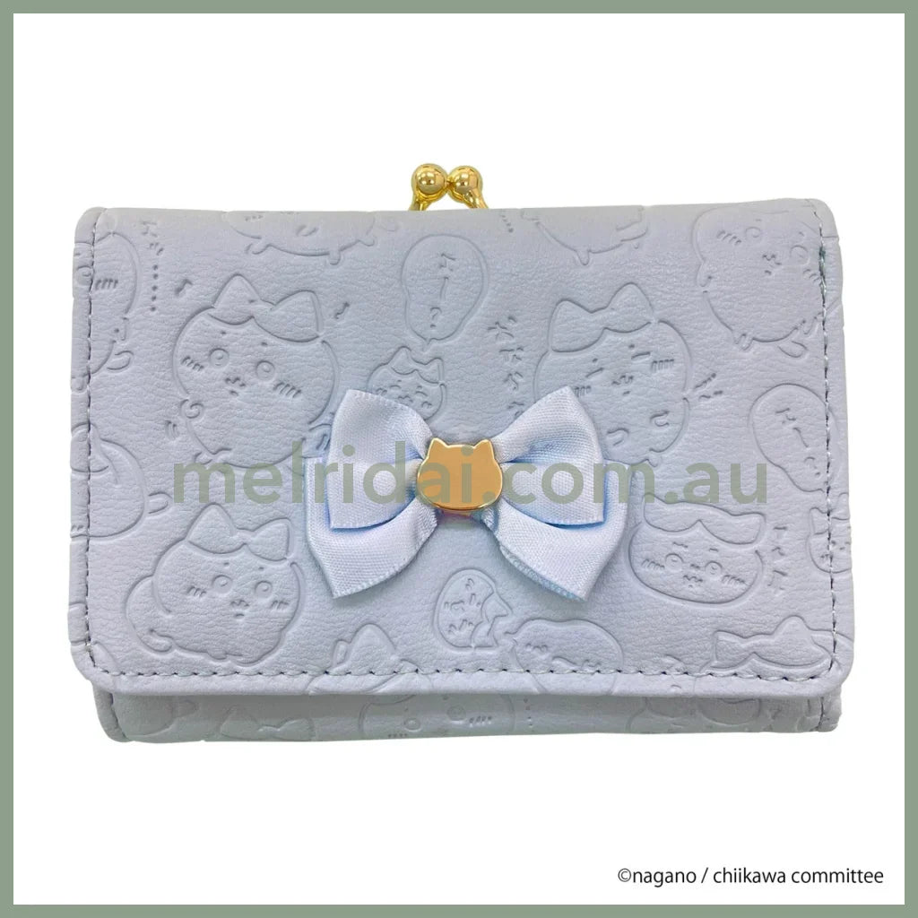 CHIIKAWA | Hachiware Trifold Wallet Clasp Purse 77x106x30mm (Gold Blue Embossed)