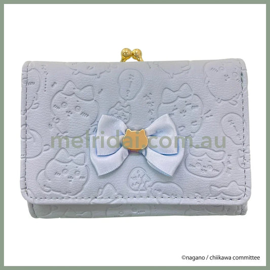 CHIIKAWA | Hachiware Trifold Wallet Clasp Purse 77x106x30mm (Gold Blue Embossed)