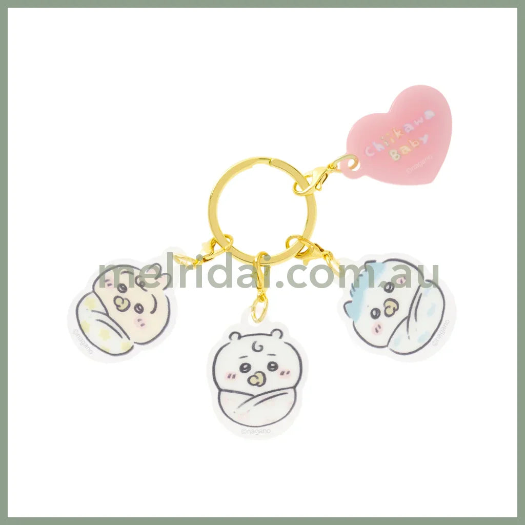 CHIIKAWA | Chiikawa & Hachiware & Usagi Swaddle Acrylic Charm Set 40×40mm (Chiikawa Baby)