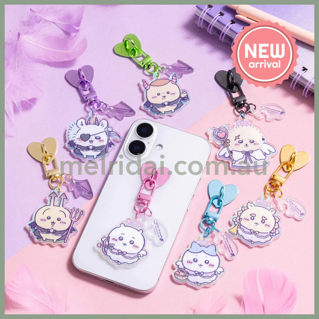 CHIIKAWA | Chiikawa Phone Holder Keychain with Key Ring Charm 100×55mm (Angel ♡ Demon)