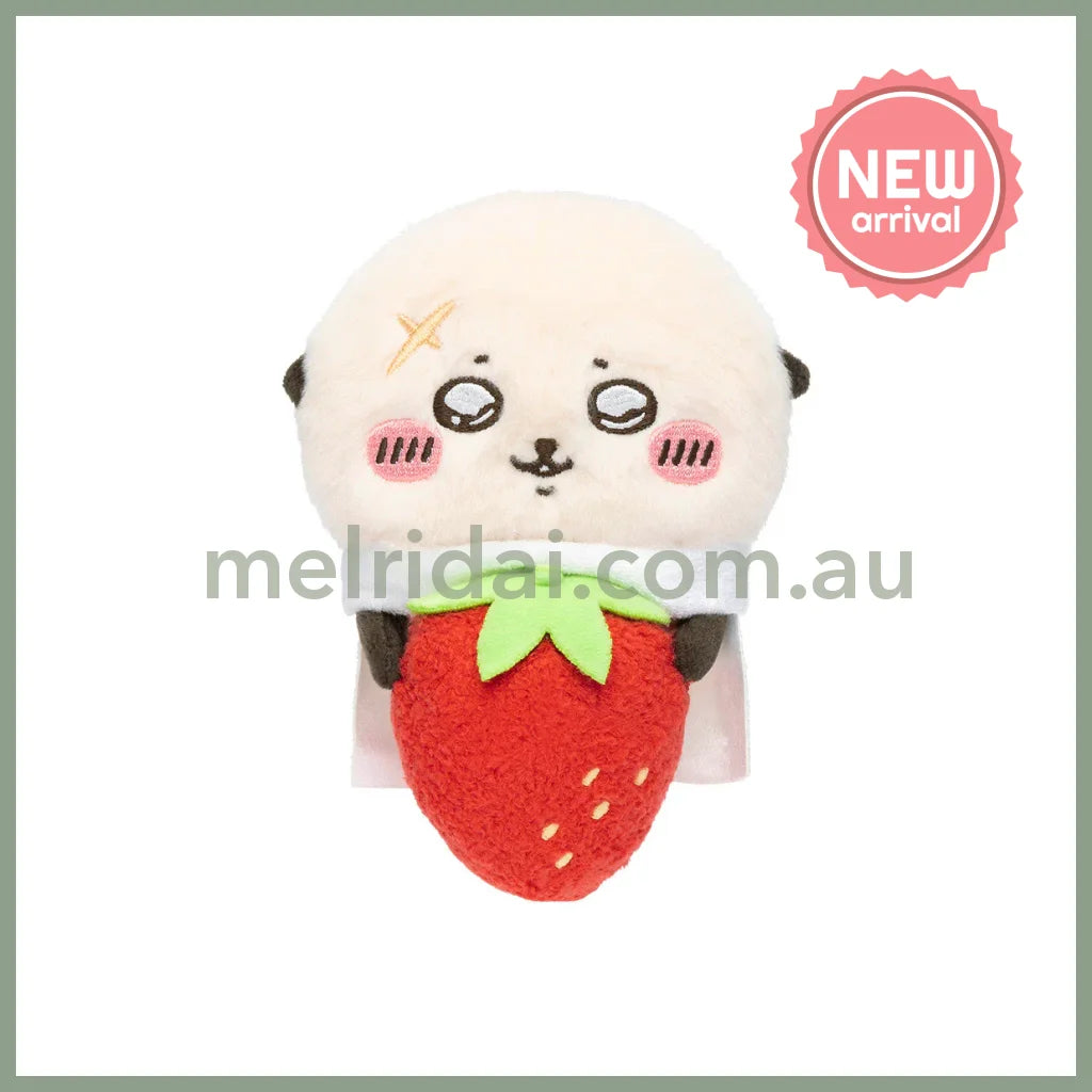 CHIIKAWA | Rakko with Strawberry Monitor Plush Toy 120×75×75mm (Hook-and-loop Watching from Your Desktop)