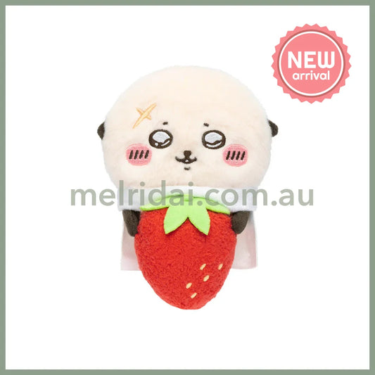 CHIIKAWA | Rakko with Strawberry Monitor Plush Toy 120×75×75mm (Hook-and-loop Watching from Your Desktop)