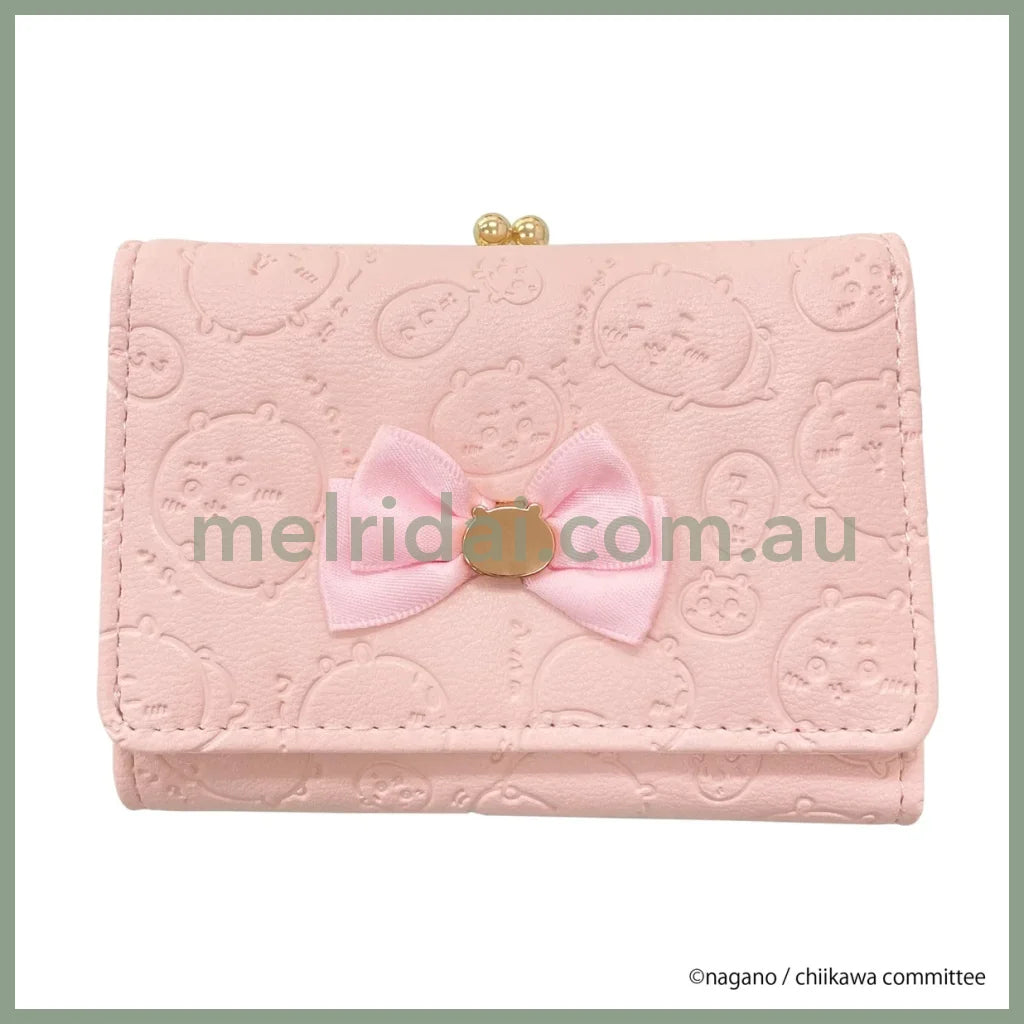 CHIIKAWA | Chiikawa Trifold Wallet Clasp Purse 77x106x30mm (Gold Pink Embossed)