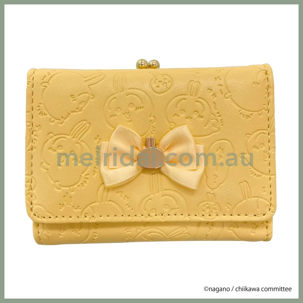 CHIIKAWA | Usagi Trifold Wallet Clasp Purse 77x106x30mm (Gold Yellow Orange Embossed)