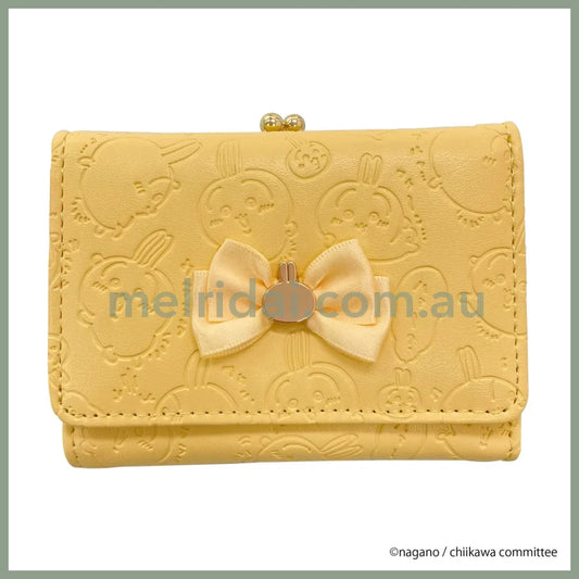 CHIIKAWA | Usagi Trifold Wallet Clasp Purse 77x106x30mm (Gold Yellow Orange Embossed)