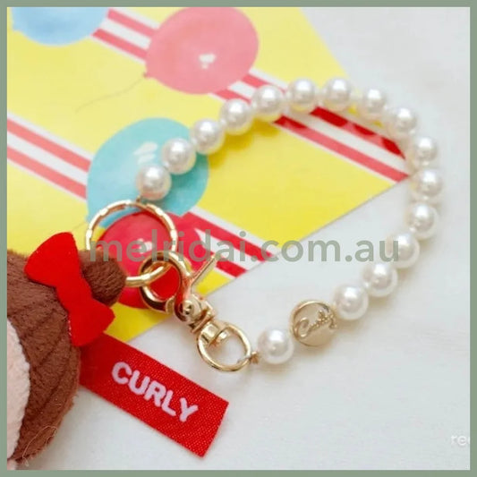 Curly collection x Hello Kitty | Mascot Holder Plush Keychain Pearl Chain Bag Charm
