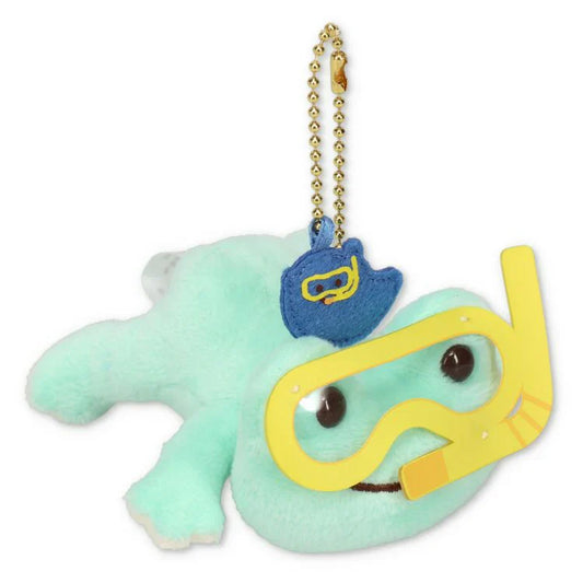 Pickles the Frog | Plush Keychain Mascot Holder H6×W9.5×D10.5cm (Sea Friends Snorkel)