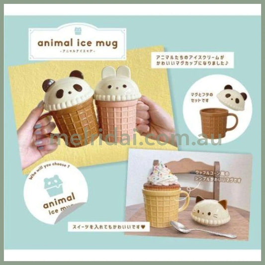 DECOLE | Ice Cream Mug with Lid 350ml Approx. (Panda)