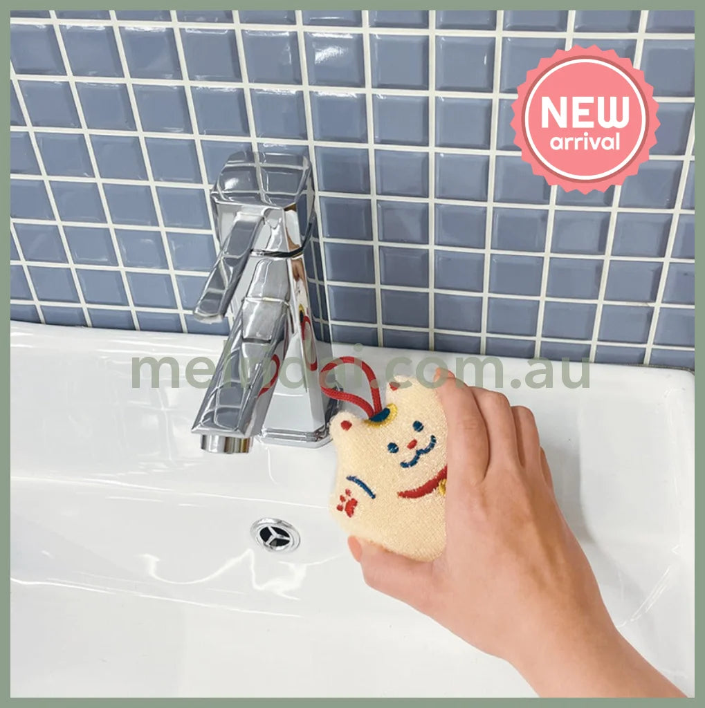 DECOLE | Sparkly Cleaning Sponge Kitchen Sponge 86x95x35mm (Lucky cat)