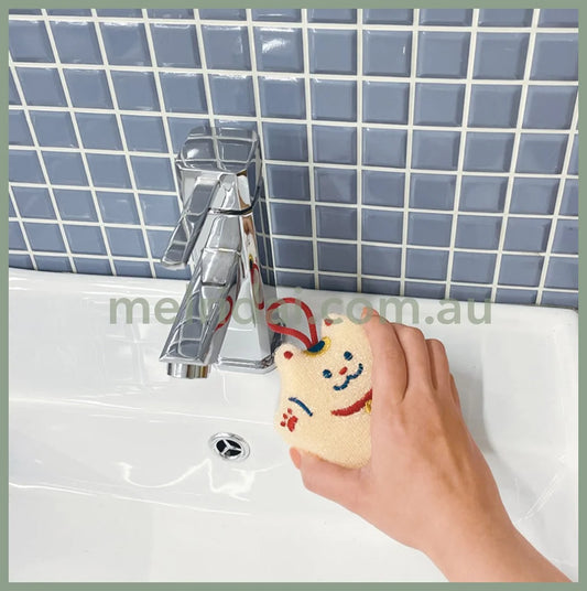 DECOLE | Sparkly Cleaning Sponge Kitchen Sponge 86x95x35mm (Lucky cat)