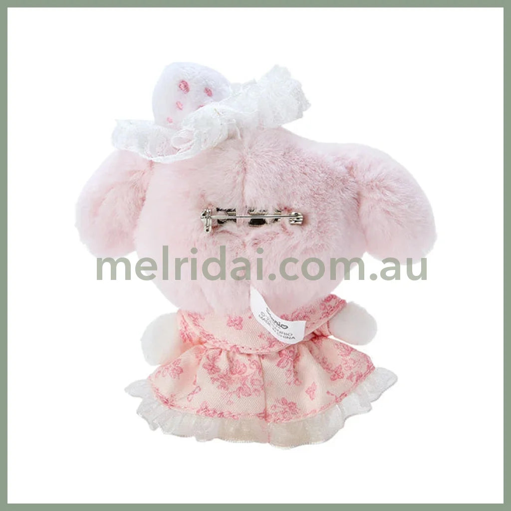 Sanrio | My Melody Plush Mascot Brooch (White Strawberry Tea Time Series) 25.0×16.0×27.0Cm