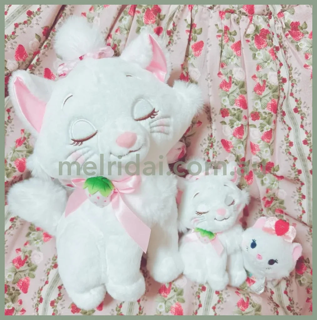 Disney | Japan Ichigo Strawberry Marie Cat Plush Doll Approx.27Cm 东京迪士尼 玛丽猫 毛绒玩偶公仔(草莓限定)