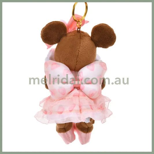 DISNEY | Minnie Mouse Plush Keychain Mascot Holder H16×W10×D10cm (STRAWBERRY COLLECTION)
