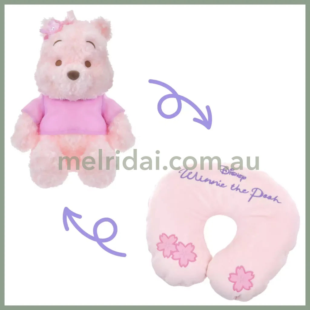 Disney | Tokyo Disney Store Winnie The Pooh Plush Toy 2Way Neck Pillow 31.5×25×21.5Cm (Sakura 2025)