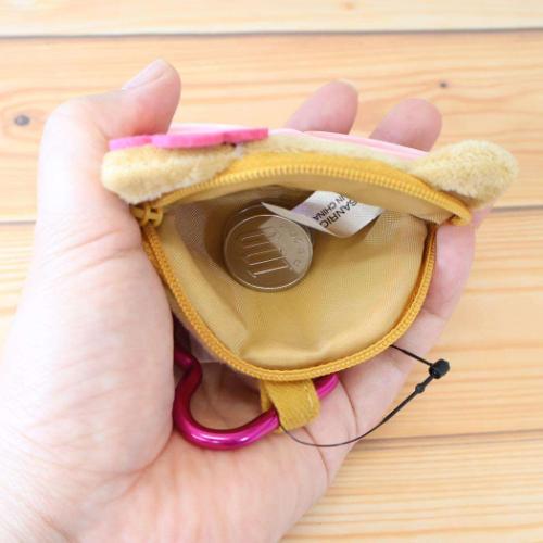 SANRIO | Hello Kitty Face-shaped Pouch with Carabiner Keychain 90×78×20mm (Y2K Gal Tan Sunburned with Glasses)