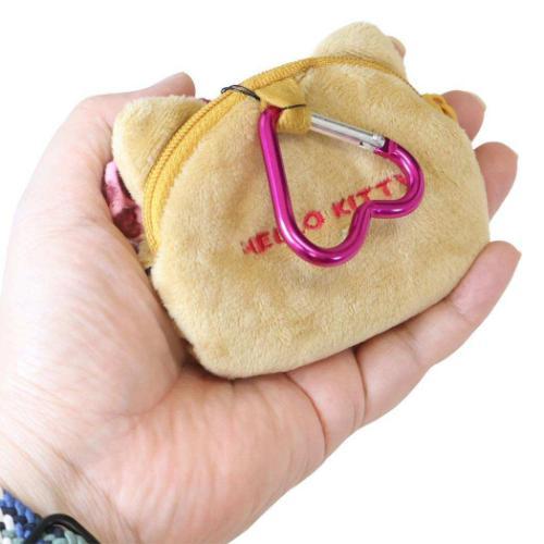 SANRIO | Hello Kitty Face-shaped Pouch with Carabiner Keychain 90×78×20mm (Leopard Print)