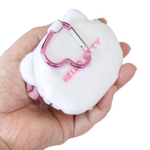 SANRIO | Hello Kitty Face-shaped Pouch with Carabiner Keychain 90×78×20mm (Glitter Pink Gal with Glasses)