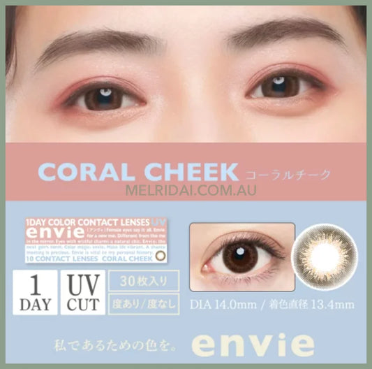 Enviecolor Contacts 1 Day 10 Pieces Coral Cheek Dia14.0Mm Bc8.6Mm
